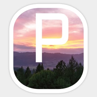 Initial P Sunset Photograph Sticker